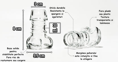 Set 6 Pahare fabricat din Sticla Rezistenta, 40 ml pentru Shot, Whiskey, Tequila, Espreso, Cocktail, Decor Bar